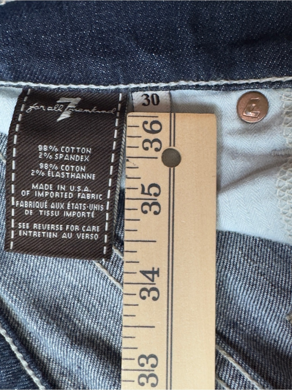 7 For All Mankind Dojo Jeans Womens 30 Flare Wide Leg Boho Dark Wash Denim - Picture 7 of 13